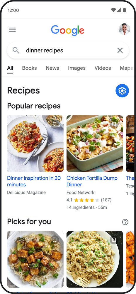 resultados de búsqueda personalizados en recetas de cocina
